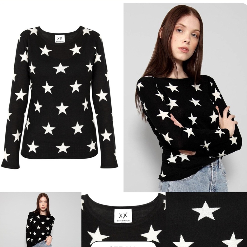 Banjo & Matilda Women's Black Star Pattern Sweatshirt